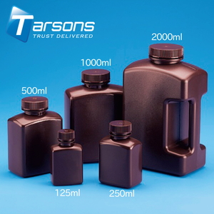 褐色角型瓶 125ml (容器:HDPE製/蓋:PP製)